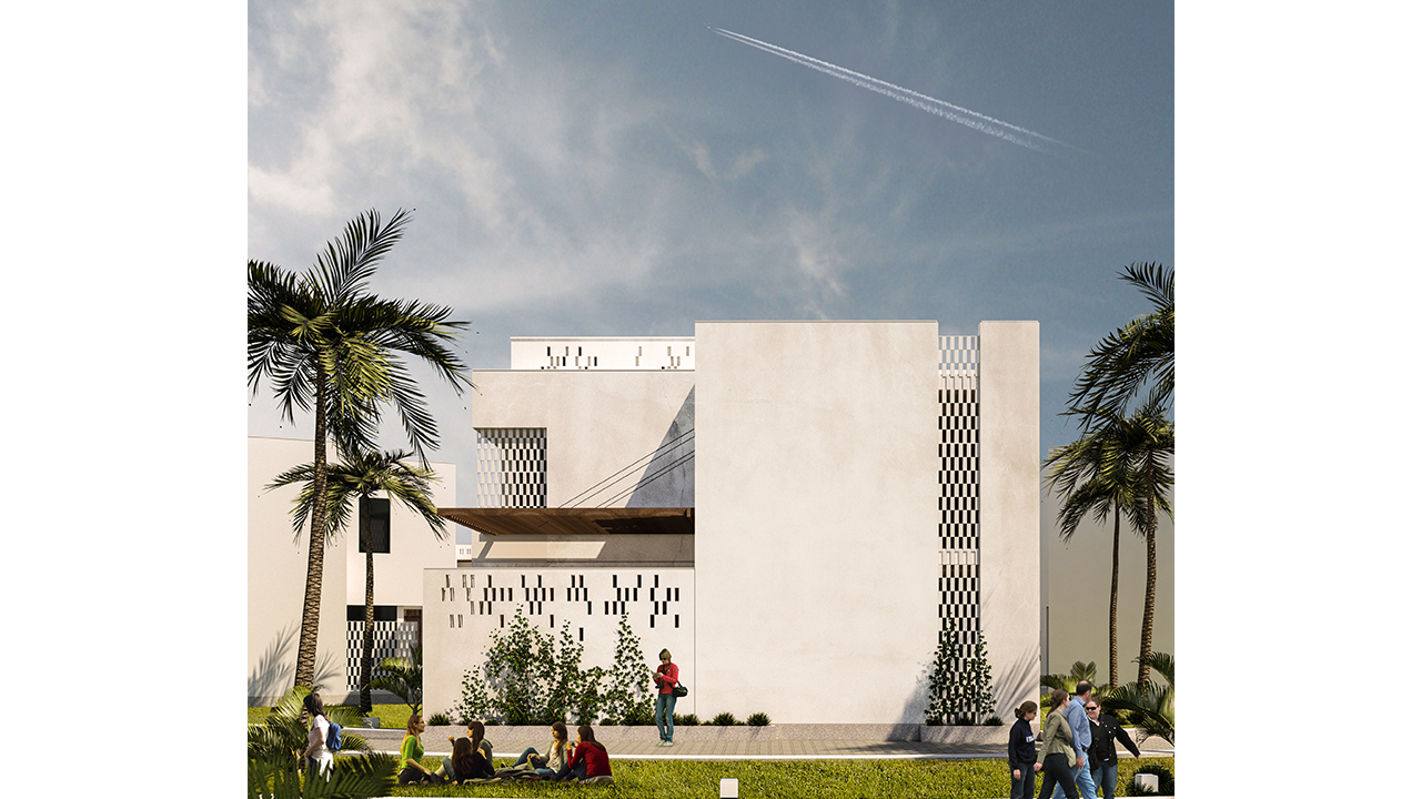 Oman Architecture Middle-east Sawadi Resort Villa Facade Semi-transparent Wooden Sun-shade Render