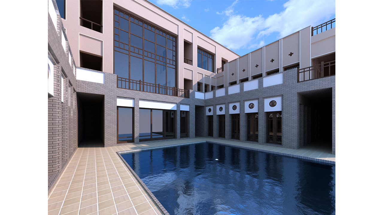 Architectural Design Recreation Historical Iranian Building with Sunken-Courtyard