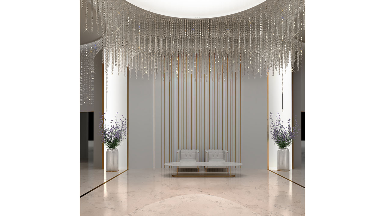 Ballroom Modern Luxury Interior Design with Large Modern Chandelier